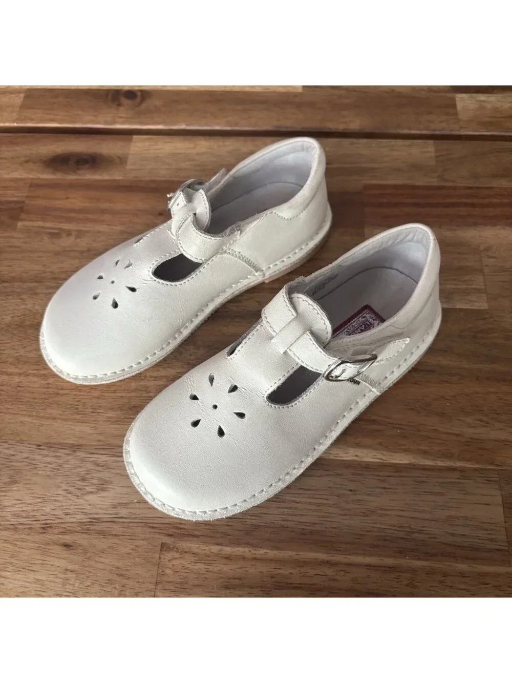L'Amour Girls Shoes Classic Off White Leather Mary Jane T-strap Size 12 School